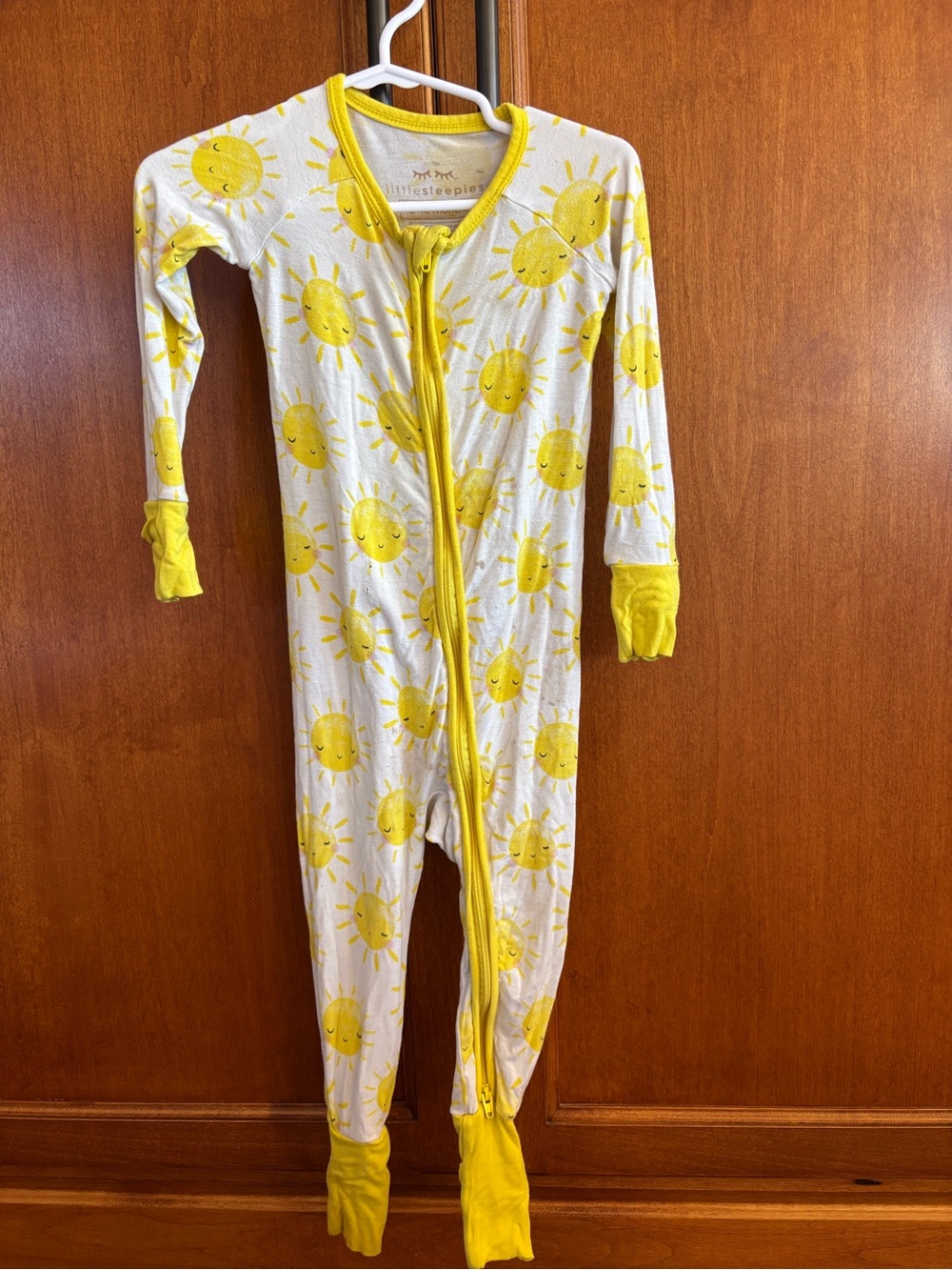 Little Sleepies White and Yellow Sun-Print Zip One-Piece